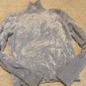 Leith Soft Textured Light Blue Turtleneck Sweater